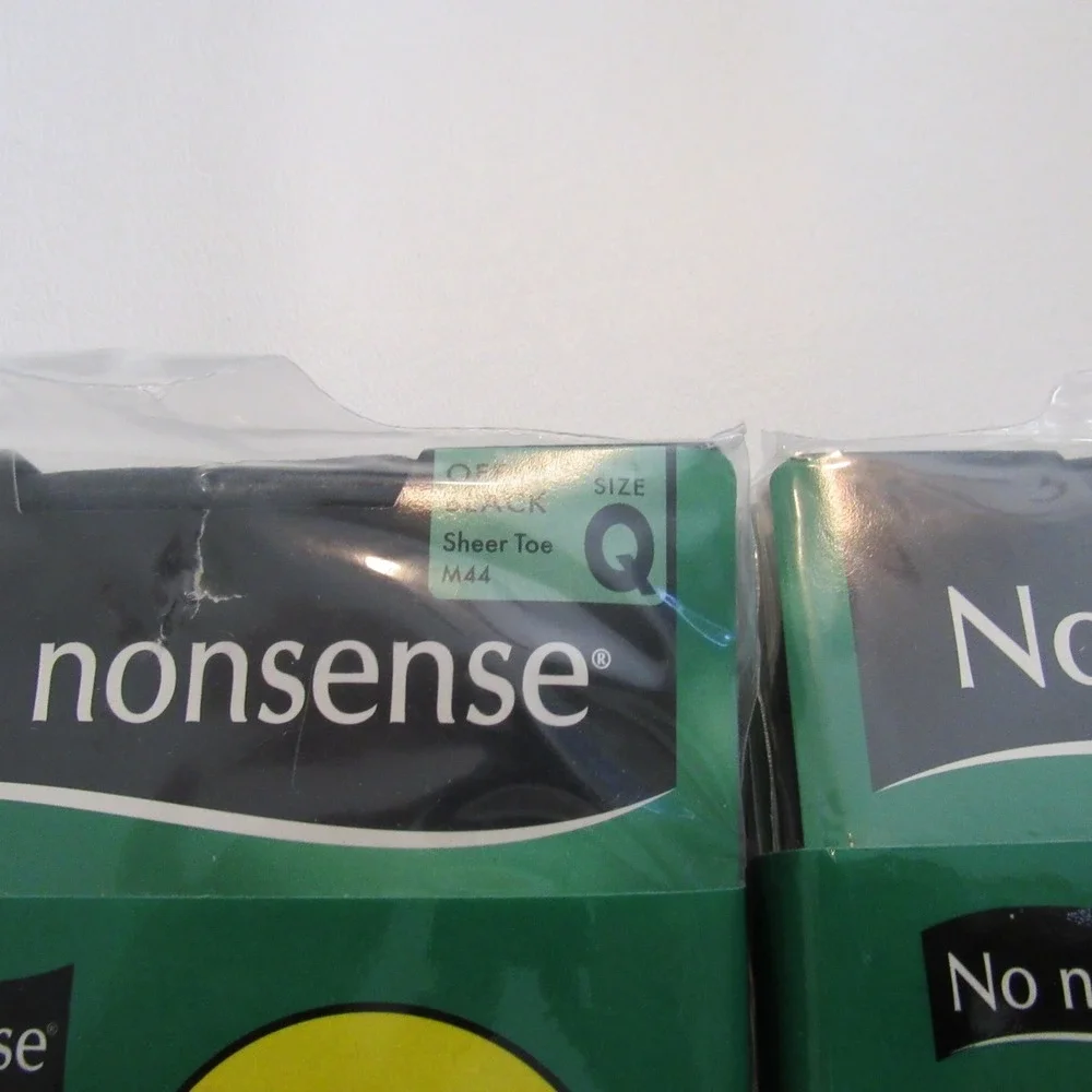 No Nonsense Control Top Pantyhose Off Black Size Q Sheer Toe 4 Pairs 2 Packs M44